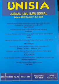 Unisia Jurnal Ilmu-Ilmu Sosial. Volume XXXII nomor 71 Juni 2009